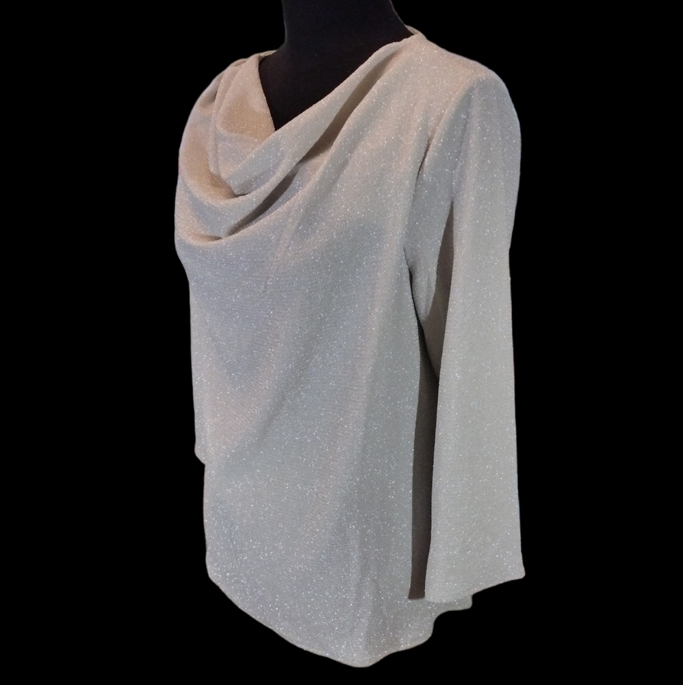 Alfani Silver Metallic Cowel Neck Top NWT - Picture 2 of 6